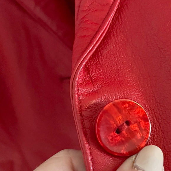 Vintage Red Leather Blazer Fitted Buttery Soft Statement Jacket Sz M - Picture 4 of 15